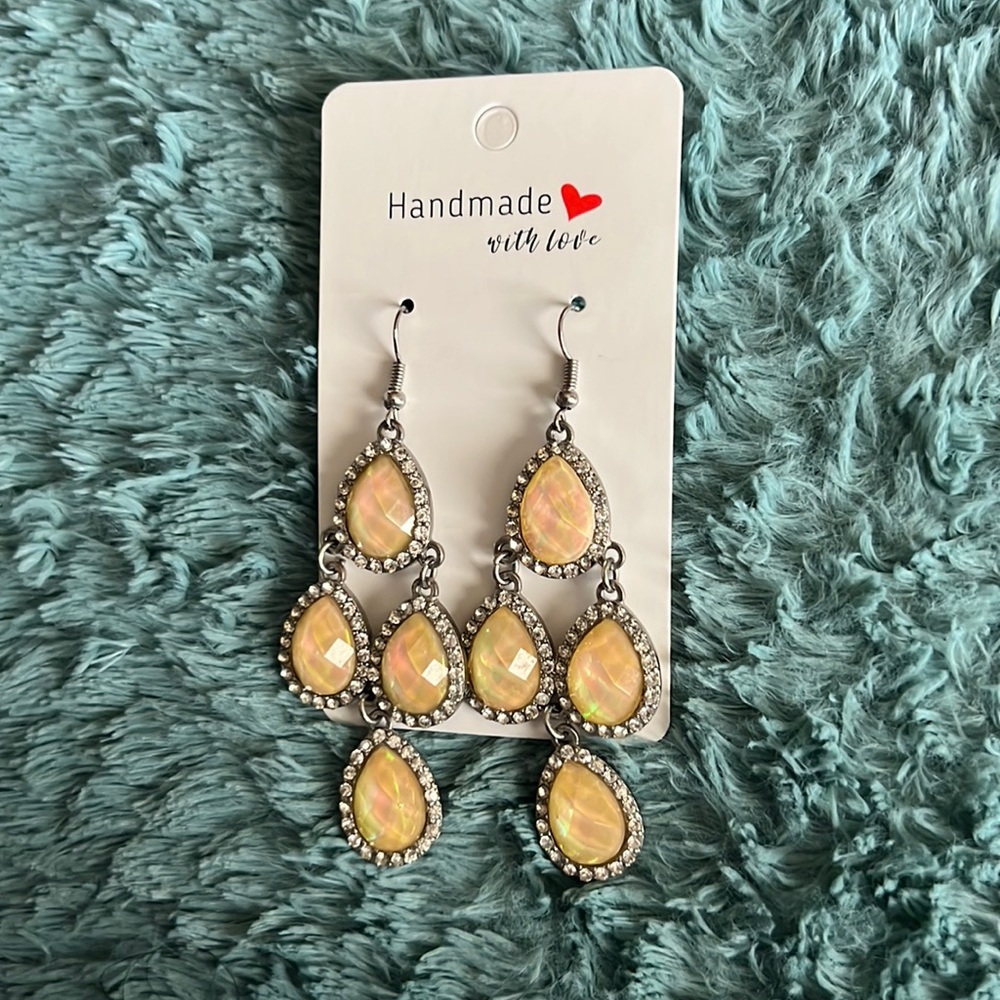 Formal Wear Beaded and Faux Diamond Dangle Earrings